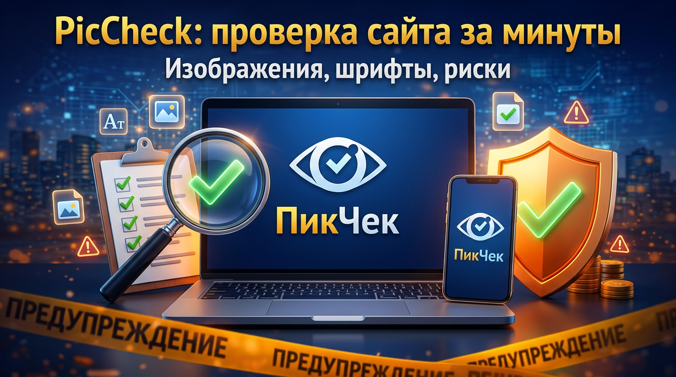 PicCheck: проверка сайта за минуты, изображения, шрифты, риски